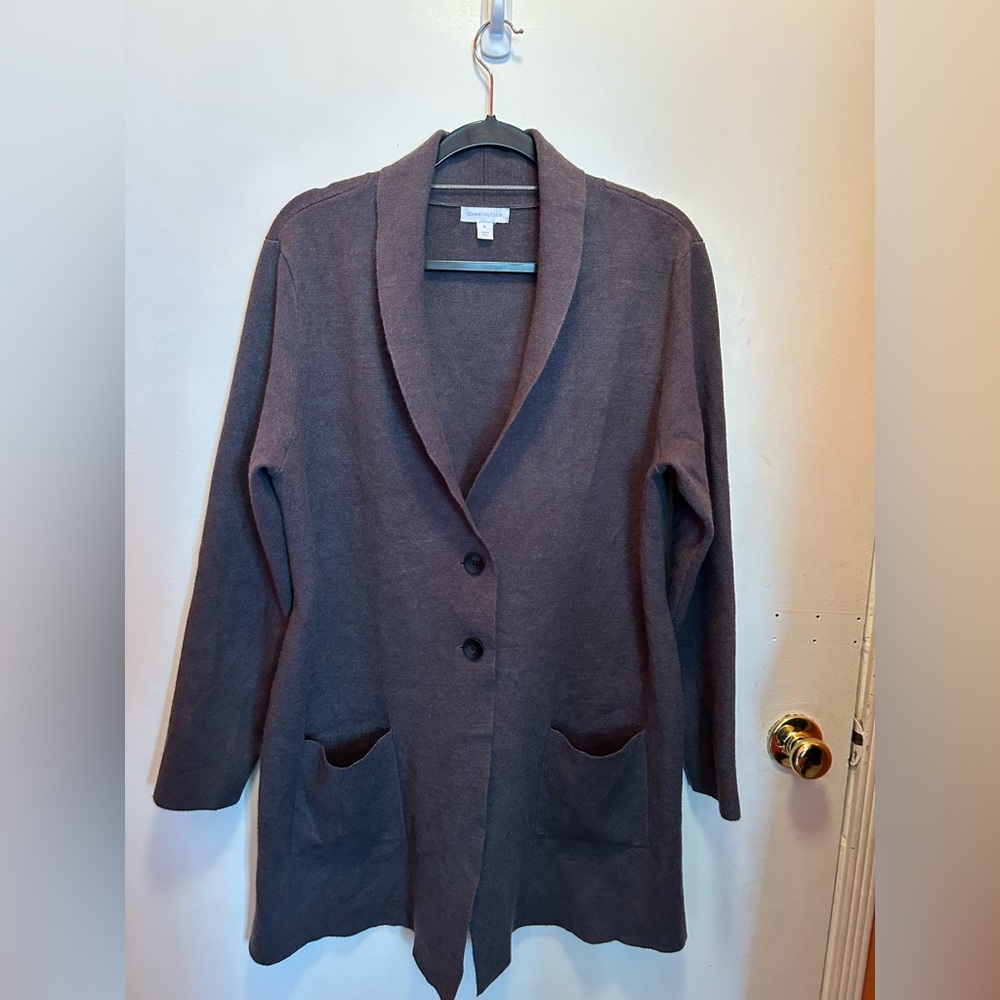 Charter Club dark Grey Sweater with 2 button closure and pockets